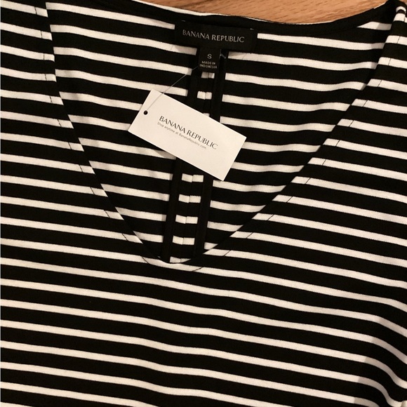 NWT BANANA REPUBLIC BELL SLEEVE STRIPE PONTE SHEATH DRESS - Picture 2 of 12